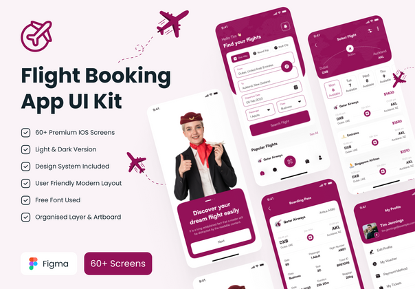 航班预订应用程序 UI 工具包 (Flight Booking App UI Kit)
