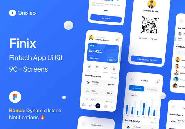 Finix - 金融科技移动应用程序 Ui 工具包 (Finix - Fintech Mobile App Ui Kit)
