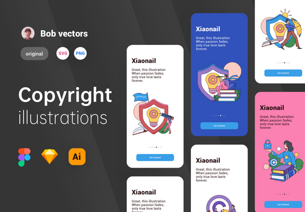 版权类 Illustrator 矢量字符指南页面 (Copyright Class Illustrator Vector Character Guide Page)