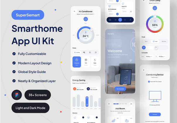 SuperSemart - 智能家居应用程序 UI 工具包 (SuperSemart - Smarthome App UI Kit)