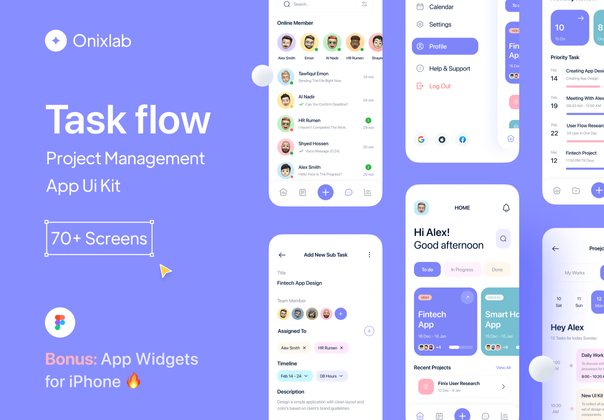 Taskflow - 项目管理应用程序 UI 工具包 (Taskflow - Project Management App UI Kit)