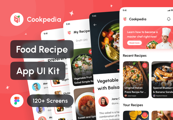Cookpedia - 食物食谱应用程序 UI 工具包 (Cookpedia - Food Recipe App UI Kit)
