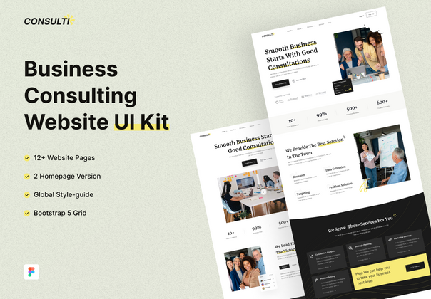 Consulti - 商业咨询网站 UI 工具包 (Consulti - Business Consulting Website UI Kit)