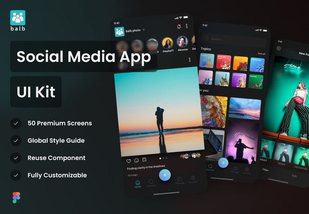 Balb - 社交媒体应用程序 UI 工具包 (Balb - Social Media App UI Kit)