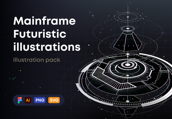 大型机未来派插图 (Mainframe Futuristic Illustrations)