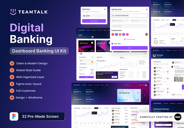 Teamtalk - 数字银行仪表板 Ui 工具包 (Teamtalk - Digital Banking Dashboard Ui Kit)