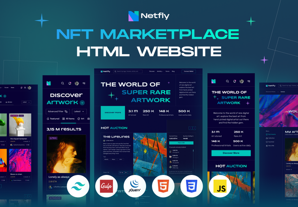 Netfly - NFT 市场网站模板 (Netfly - NFT Marketplace Website Template)
