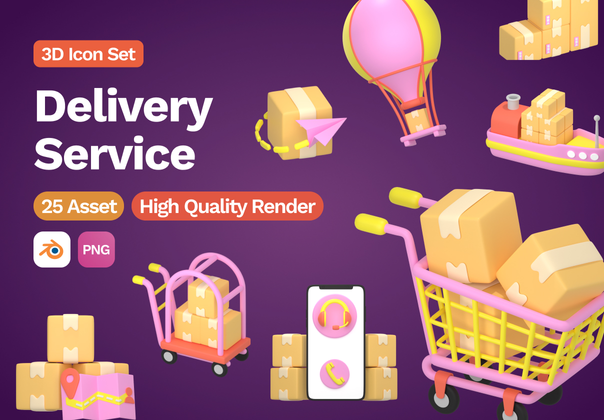 3d 快递服务图标 (3d Delivery Services Icon)