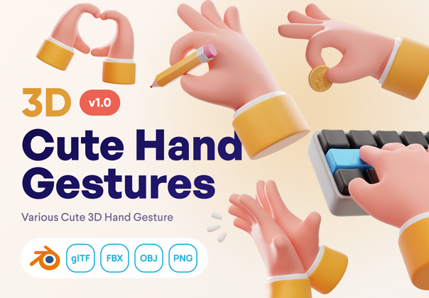 Handflufy - 可爱的 3D 手势 (Handflufy - Cute 3D Hand Gesture)
