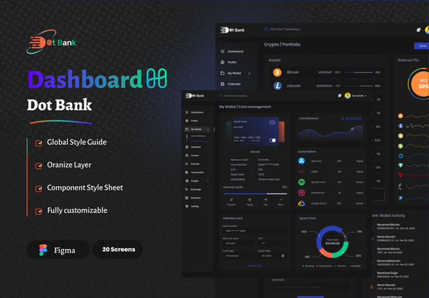 DOT 银行 - 银行与金融仪表板 (DOT Bank - Banking And Finance Dashboard)
