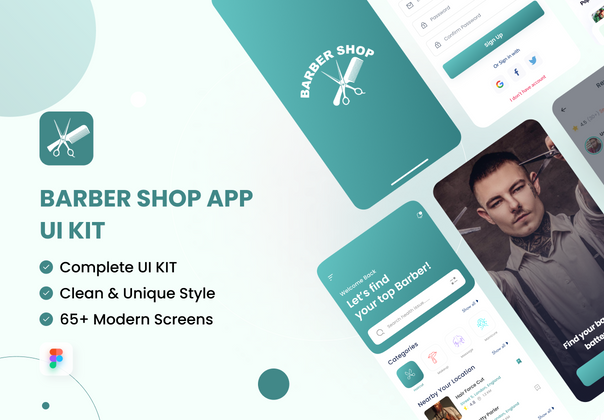 理发师应用程序 UI 工具包 (Barber App UI Kit)