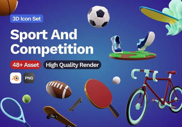 3D 运动和竞赛图标 (3D Sport And Competition Icon)