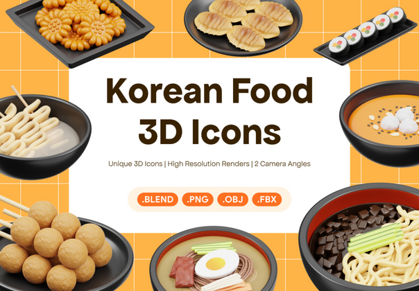 韩国食品 3D 图标 (Korean Food 3D Icon)