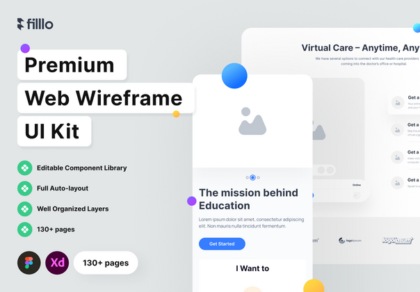 Filllo 网页线框 UI 工具包 (Filllo Web Wireframe UI Kit)