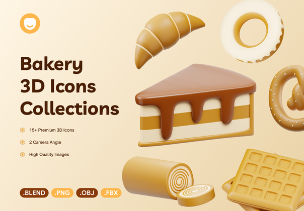面包店 3D 图标 (Bakery 3D Icon)