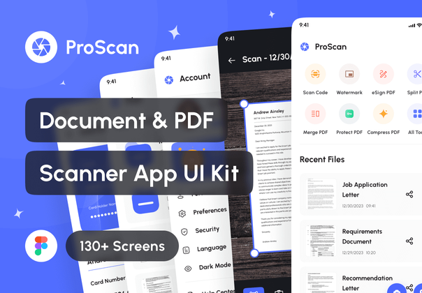 ProScan - 文档和 PDF 扫描仪应用程序 UI 工具包 (ProScan - Document & PDF Scanner App UI Kit)
