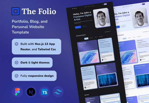 Folio - 投资组合、博客和个人网站 UI 模板 (The Folio - Portfolio, Blog, and Personal Website UI Template)