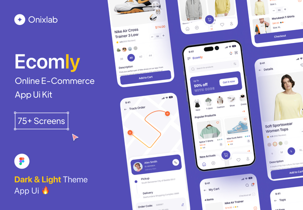 Ecomly 电子商务移动应用程序 UI 工具包 (Ecomly E-commerce Mobile App UI Kit)