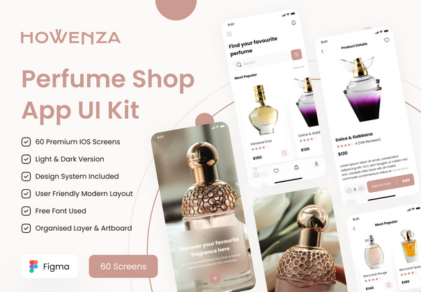 Howenza - 香水商店应用程序 UI Kit (Howenza - Perfume Shop App UI Kit)