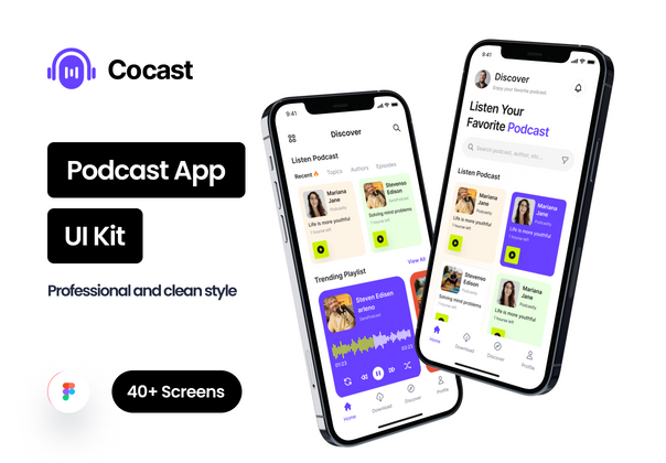 Corecast - 播客应用程序 UI 工具包 (Corecast - Podcast App UI Kit)