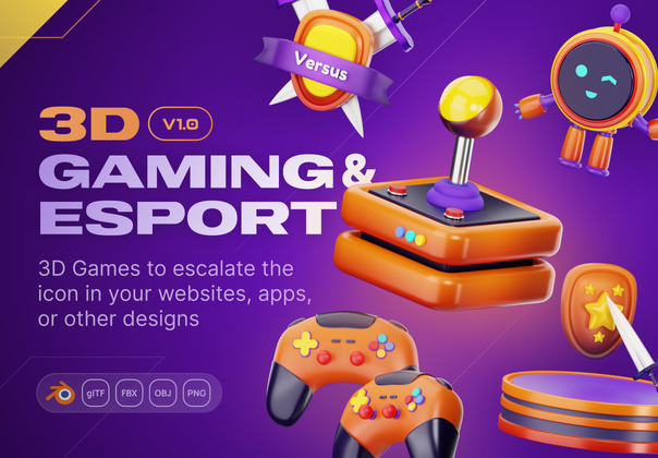 Gamely - 游戏与电子竞技 3D 图标集 (Gamely - Games & Esports 3D Icon Set)