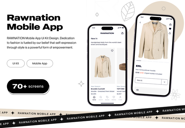RAWNATION 移动应用程序用户界面套件设计 (RAWNATION Mobile App Ui Kit Design)