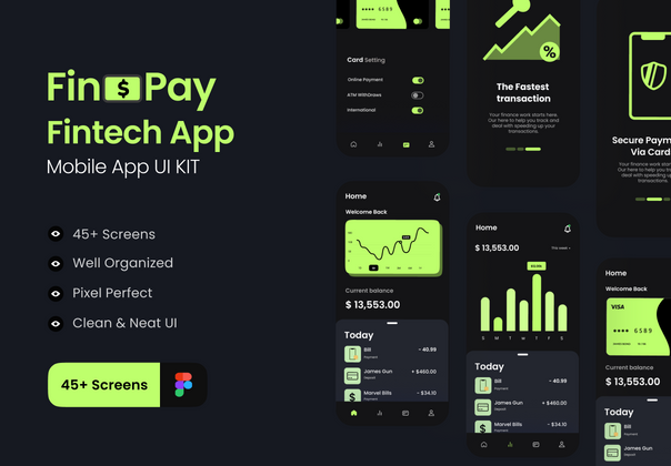 Finopay - 金融科技移动应用程序用户界面工具包 (Finopay - Fintech Mobile App UI KIT)