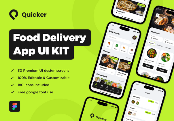 快餐配送应用程序 UI KIT (Quicker Food Delivery App UI KIT)