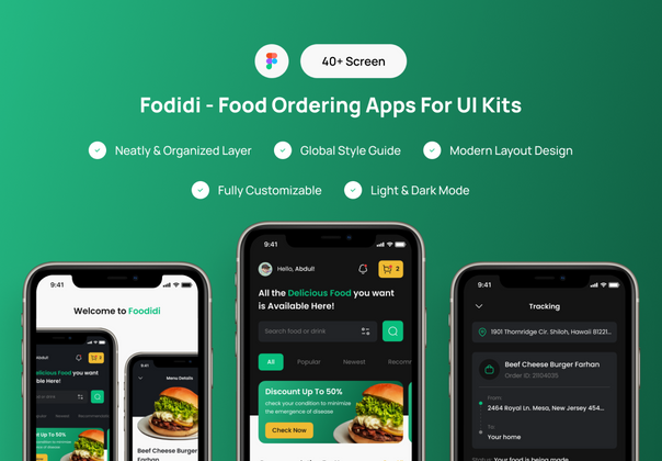 Fodidi - 适用于 UI 套件的订餐应用程序 (Fodidi - Food Ordering Apps For UI Kits)