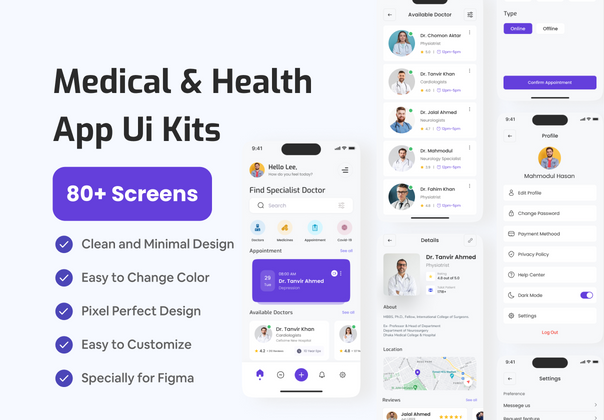 医疗与健康应用程序 Ui 套件 (Medical & Health App Ui Kits)