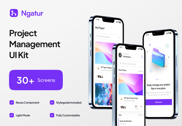 Ngatur - 项目管理应用程序 UI 工具包 (Ngatur - Project Management App UI Kit)