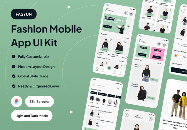 FASYUN - 时尚移动应用程序 UI 工具包 (FASYUN - Fashion Mobile App UI Kit)