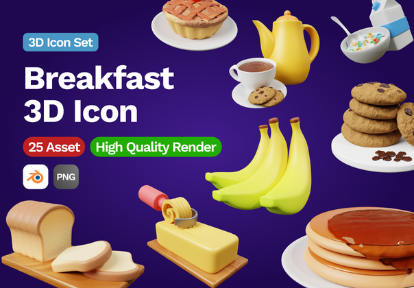 3D 早餐图标 (3D Breakfast Icon)