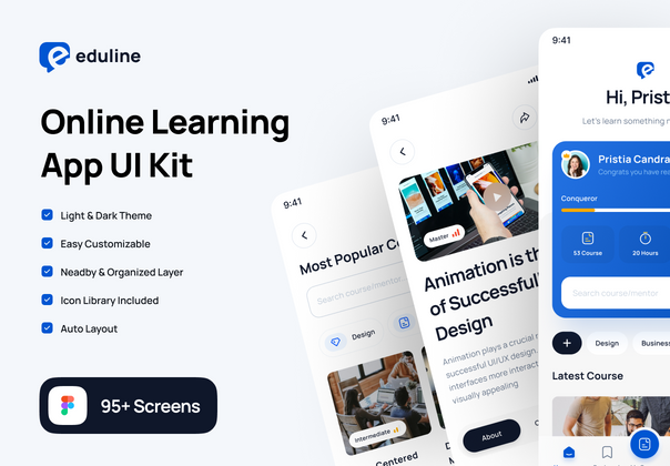 Eduline - 教育与在线学习应用程序 UI 工具包 (Eduline - Education & Online Learning App UI Kit)