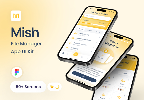 Mish - 文件管理器应用程序 UI 工具包 (Mish - File Manager App UI Kit)