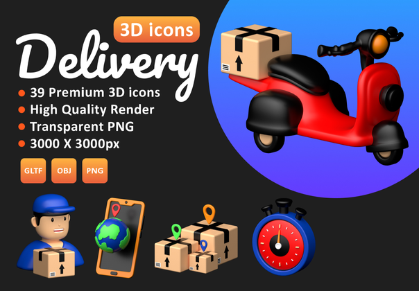 交货 3D 图标集 (Delivery 3D icons Set)