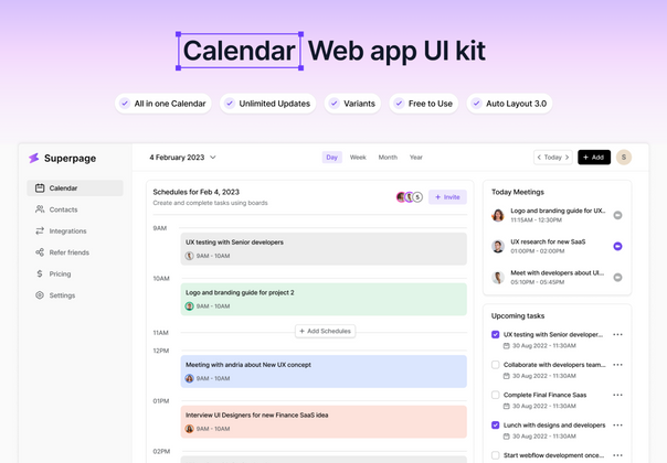 日历网络应用程序 UI 工具包 (Calendar Web app UI kit)