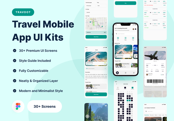 TravDot - 旅行移动应用程序 UI 工具包 (TravDot - Travel Mobile App UI Kits)