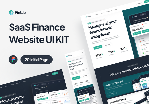 Finlab - SaaS 金融网站 UI 工具包 (Finlab - SaaS Finance Website UI Kit)