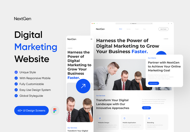 下一代 - 数字营销网站 UI 工具包 (Nextgen - Digital Marketing Website UI KIT)