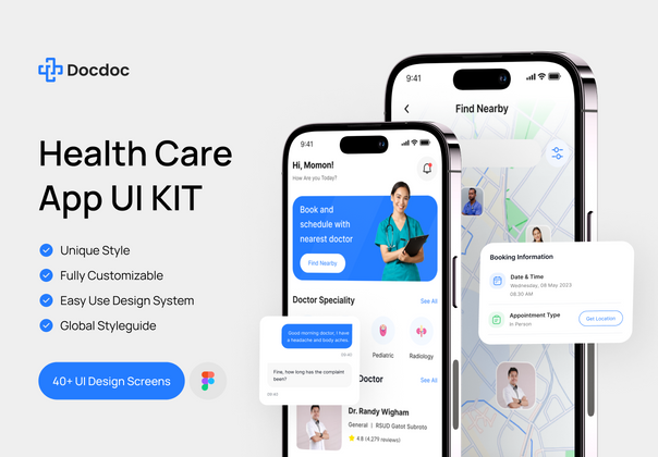 Docdoc - 医生和医疗保健 UI KIT (Docdoc - Doctor & Health Care UI KIT)