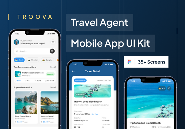 TROOVA - 旅行社移动应用程序 UI 工具包 (TROOVA - Travel Agent Mobile App UI Kit)