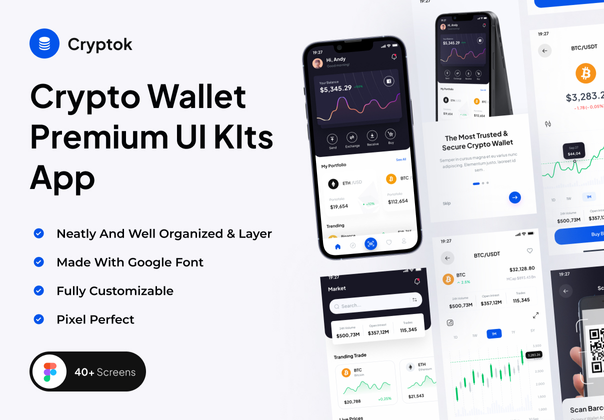 Cryptok - 加密钱包高级用户界面套件应用程序 (Cryptok - Crypto Wallet Premium UI Kits App)