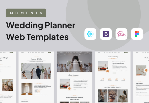 时刻 - 婚礼策划网页模板 (Moments - Wedding Planner Web Templates)