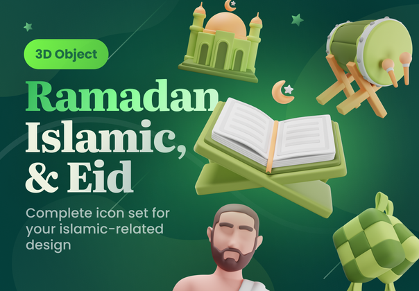 Islamy - 伊斯兰教和斋月 3D 图标集 (Islamy - Islamic & Ramadan 3D Icon Set)