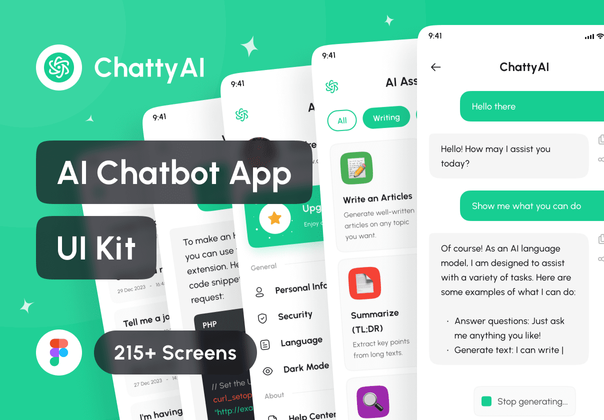 ChattyAI - 人工智能聊天机器人应用程序 UI 工具包 (ChattyAI - AI Chatbot App UI Kit)