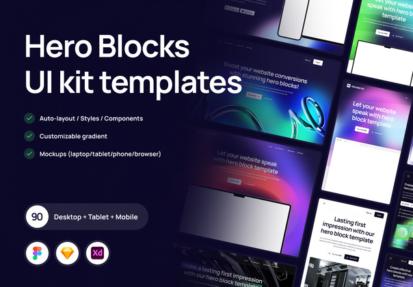 英雄 UI 套件模板 (Hero UI kit template)