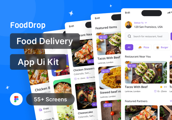 FoodDrop - 食品配送 UI KIT (FoodDrop - Food Delivery UI KIT)