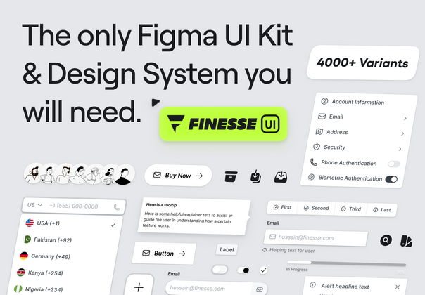 Finesse UI - Figma UI 工具包和设计系统 - V1.0 (Finesse UI – Figma UI Kit and Design System - V1.0)