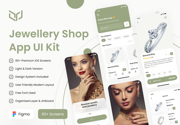 珠宝店应用程序 UI 工具包 (Jewellery Shop App UI Kit)